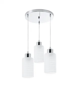 Luminária pendente tripla com cúpulas de vidro